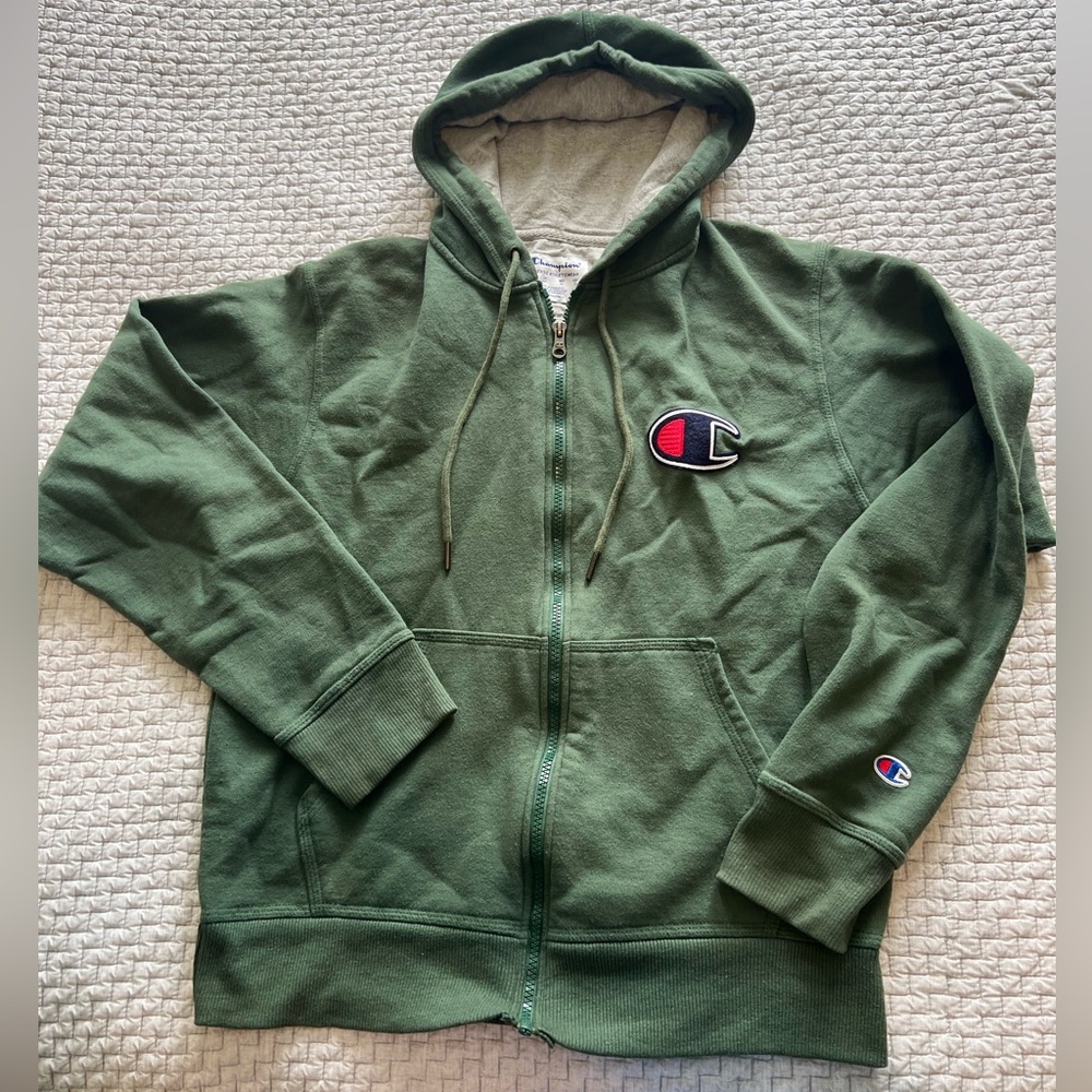 Champion Green Full Zip Hoodie Jacket Size S No flaws